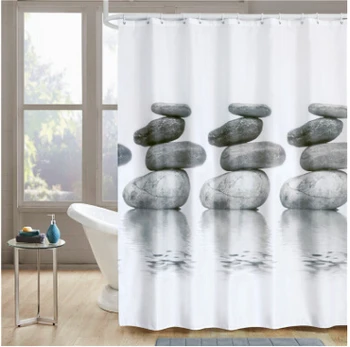 

Stone Waterproof Shower Curtain Bathroom Bath Curtain With Plastic Hooks Waterproof Bathroom Shower Curtain