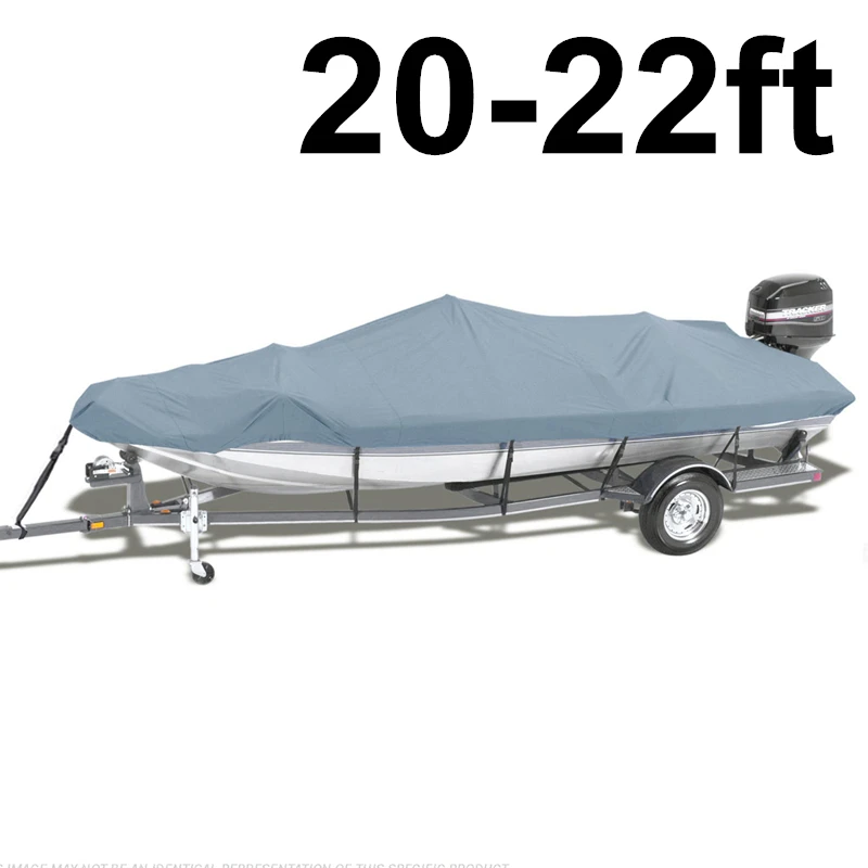 11ft-22ft 210D Trailerable Чехлы для лодок водонепроницаемые непромокаемые защита от солнечных лучей защита для катера, покрытие для рыбалки, лыж D45 - Цвет: Бежевый
