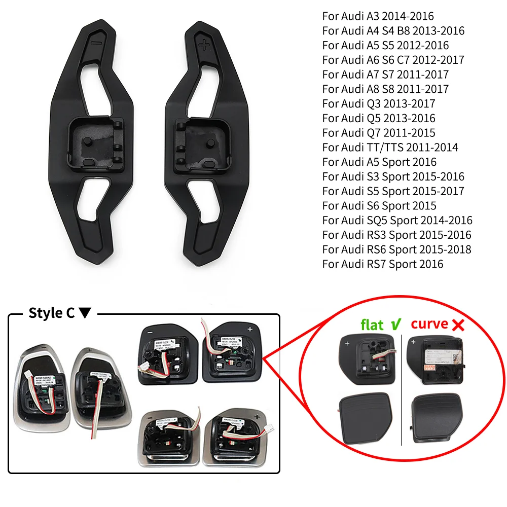 YURIM Vermelho alumínio carro volante Shift Paddle Shifter substituição  direta estendida, para AUDI A3 A4L A7 A8 S5 Q5 Q7 TT