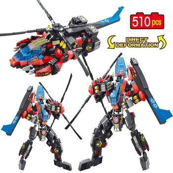 

510pcs Technic Mech Transformation Robot Building Block Military Deformation Warframe City Helicopter Police Brick Toys For Boys