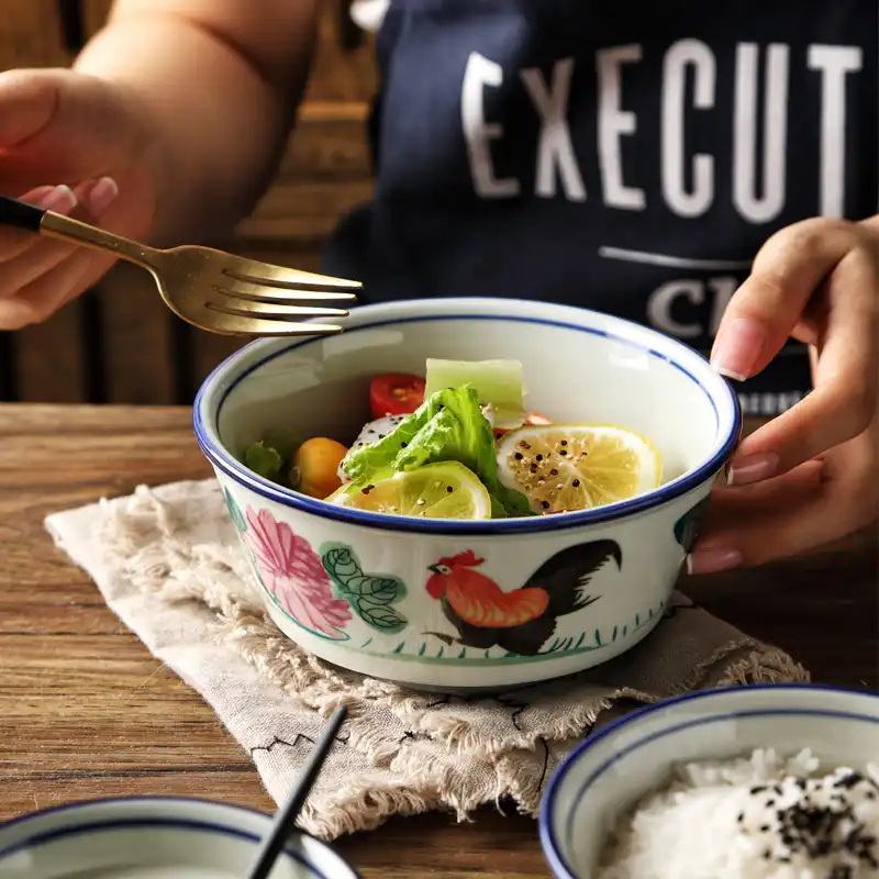 4 8 Inch Big Red Cock Dessert Bowl Ramen Instant Noodle Bowl