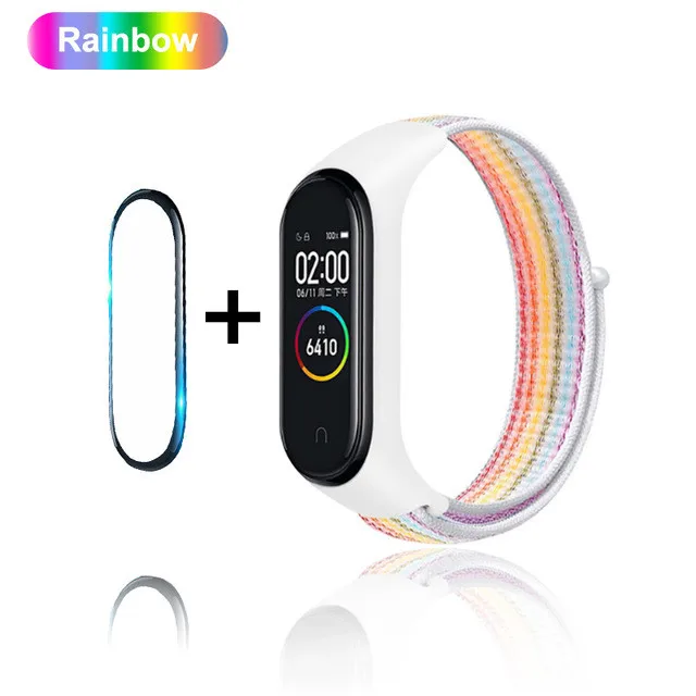 Нейлоновый ремешок-петля для Xiaomi mi 4 сменный дышащий браслет mi band 4 band 3 спортивный браслет для mi band 3 band 4 Stra - Цвет: Rainbow