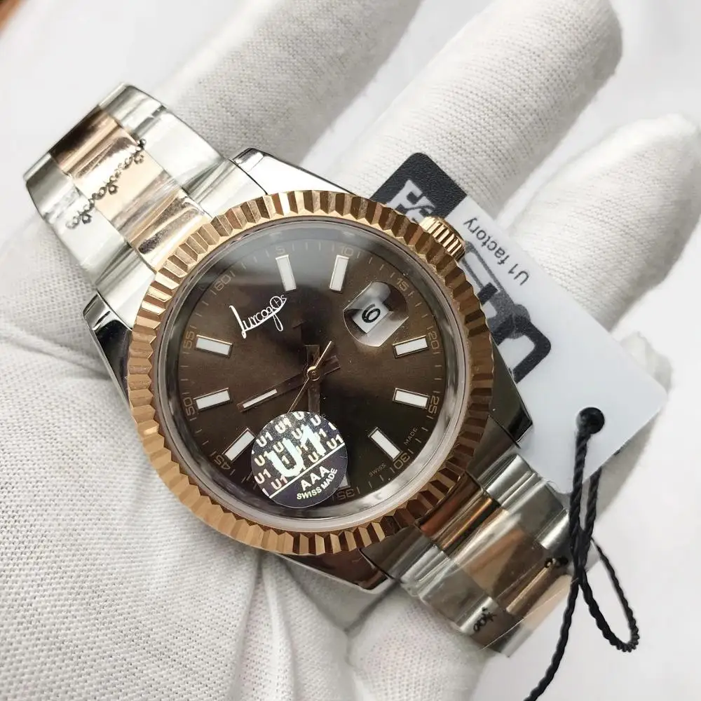 

Luxury Brand watch Men automatic mechanical sweeping movement luxury Watches Brown dial datejust
