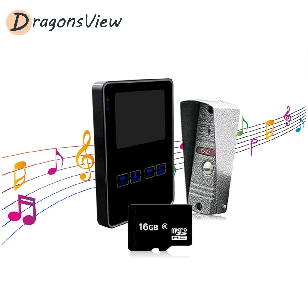 Видеодомофон DragonsView 4 3 дюйма с проводным монитором и ИК камерой|Видеодомофон| |