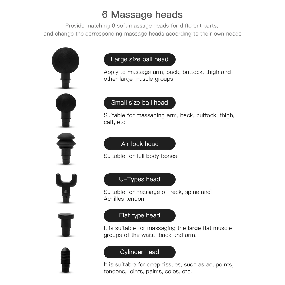 Пистолет для массажа мышц, 30 скоростей, терапия, массажер для глубоких тканей, расслабление тела, облегчение боли, машина для похудения, 6 головок с мешком