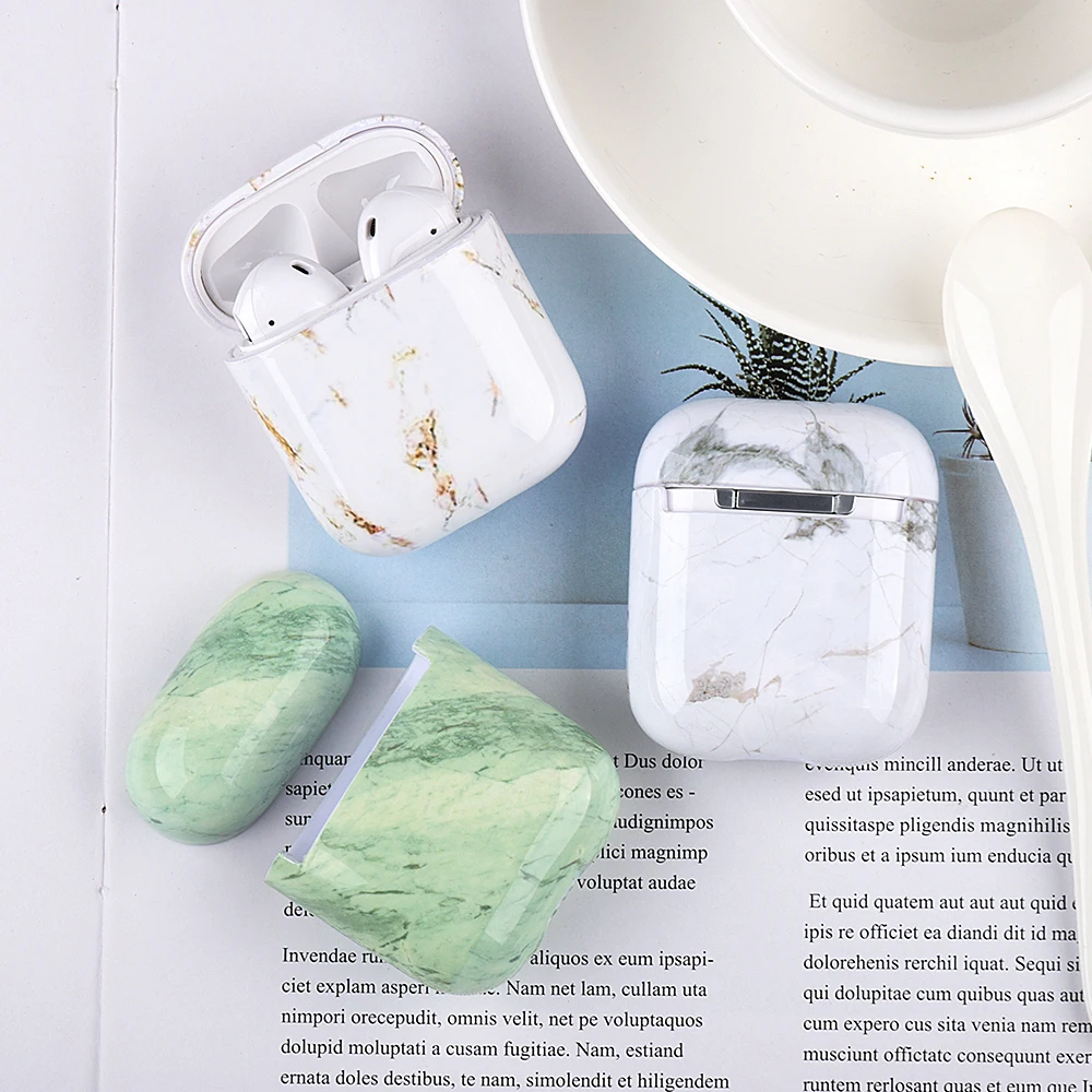 Для Airpods 1 2 Чехол для зарядного устройства с мраморным узором чехол наушников Apple