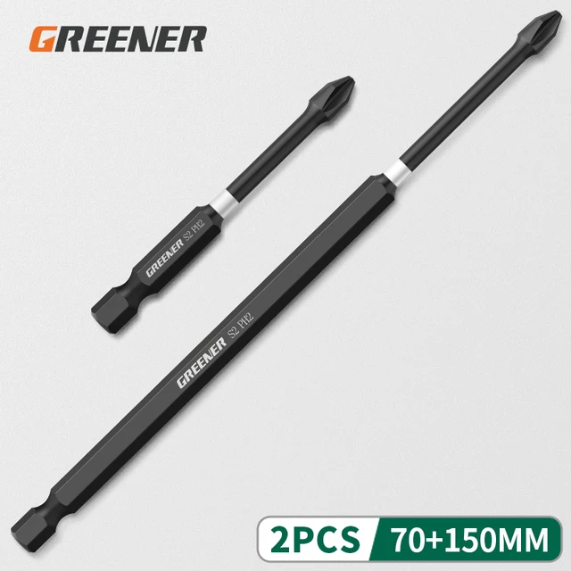 Greener Impact Strong Magnetic Batch Head Cross High Hardness Hand Drill Bit Screw Electric Screwdriver Set 50 65 70 90 150mm 70 150mm 2pcs