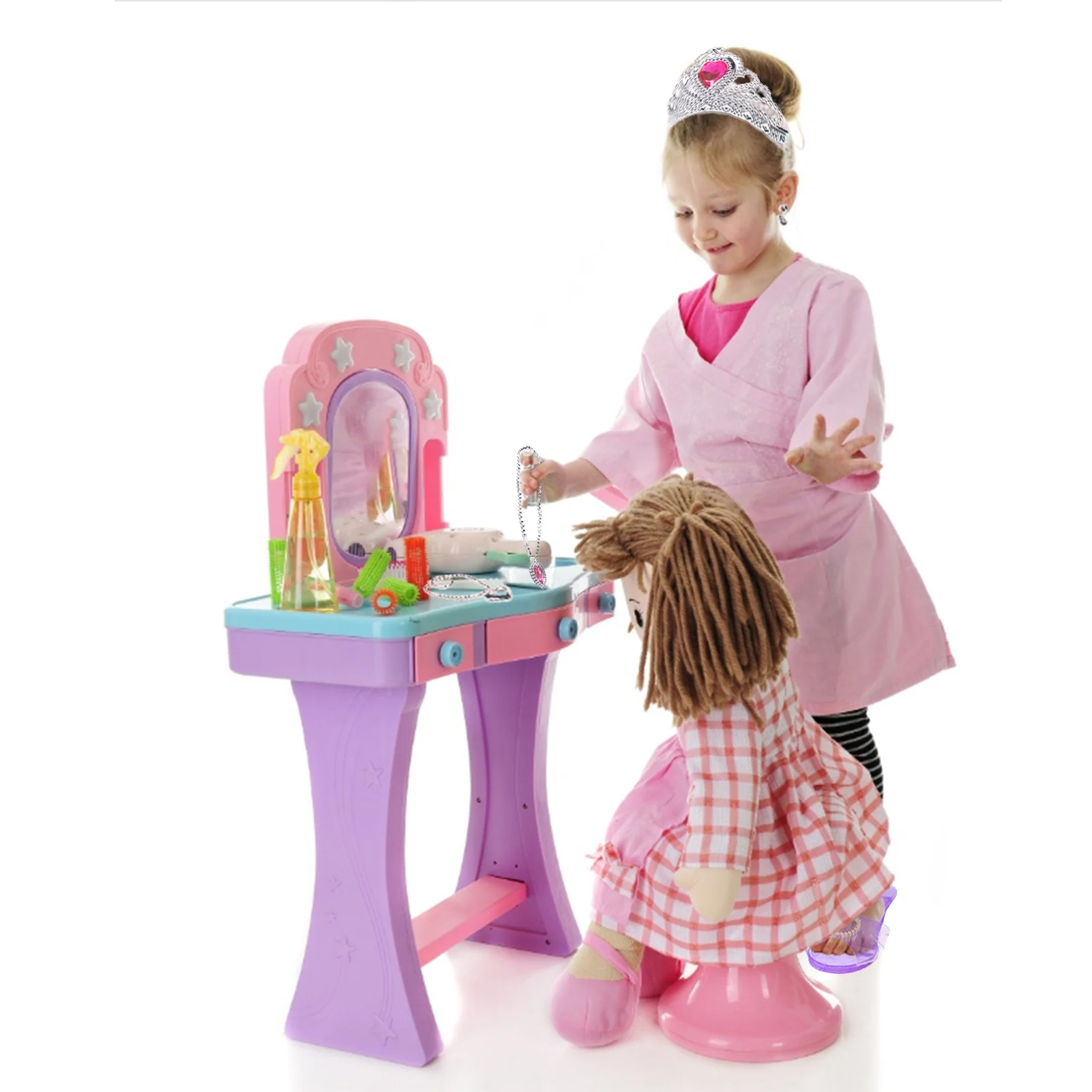 Princess Jewelry Decorate Necklace Earrings Shoes Pretend Play Sets For Birthday Girls Dress Up Birthday Gift Toy