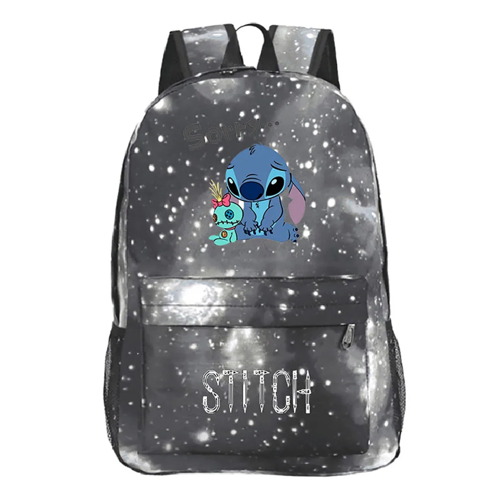 2021 New Disney Star Baby Stitch Printed Pattern School Bag Wild Backpack Creative Travel Bag Red White Student School  Backpack