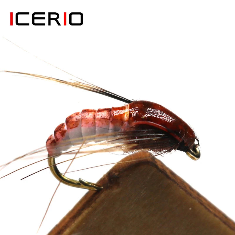 Icerio 6PCS réaliste nymph scud mouche pour truite pêche fly tying artificielle L...