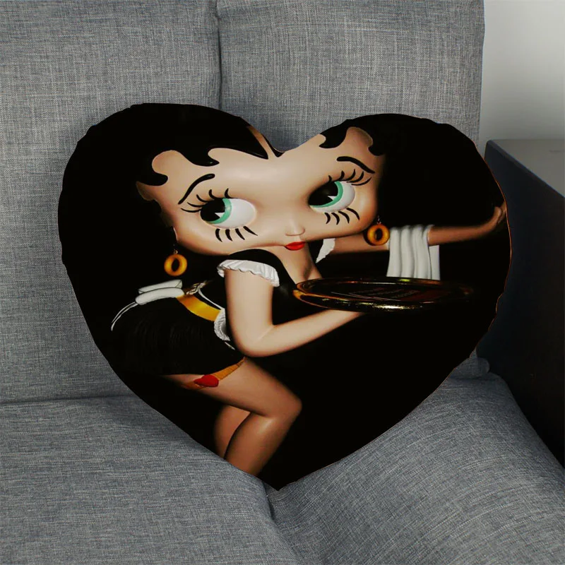 Betty Boop горячая Распродажа наволочка в форме сердца на заказ Наволочка на молнии для свадьбы для дома или офиса, декоративные, размер 41x36 см, 47x42 см - Цвет: 24