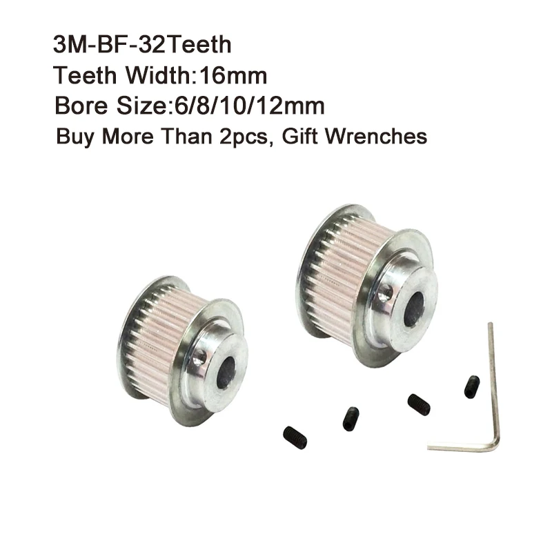 

HTD 3M Timing Pulley 32 Teeth 6/8/10/12mm Bore Size 16mm Width Timing Belt Pulley 3M for CNC Machines Laser Engraving Machine