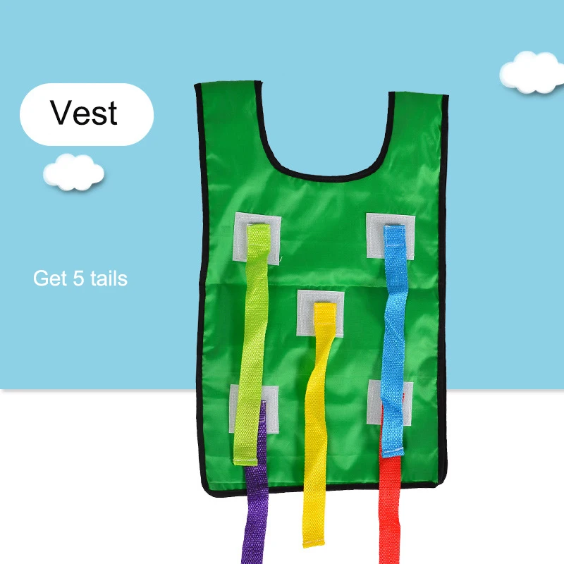 Kids Pull Tails Game Sports Vest Waistcoat Child Activity Kindergarten Toys 9L 