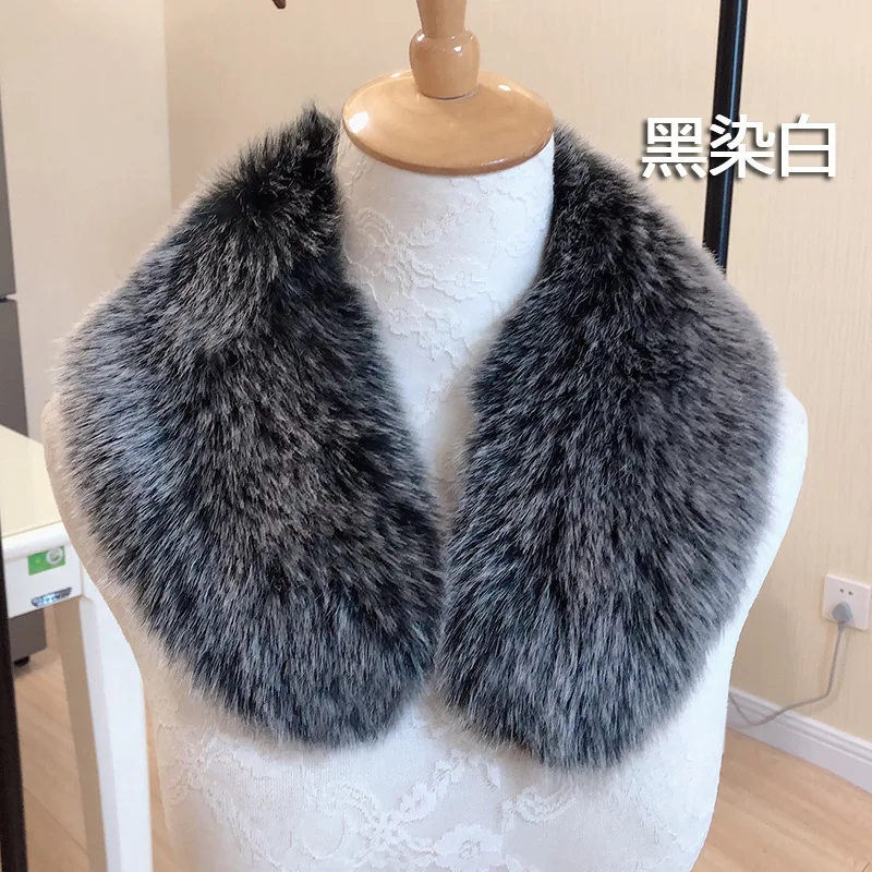 black with white Qearlstar зимний теплый 55 см Модный женский мужской шарф из искусственного меха шикарные куртки капюшон мех декорированный ошейник девушка шейный платок Обертывания YT19 - Цвет: black with white