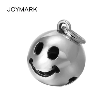 

925 Sterling Silver Smiley Face Small Bell Necklace Pendant Simple Smiling Face Bell Charm Pendants For Jewelry Making TSP267