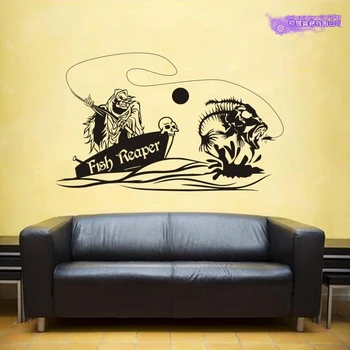 

Fishing Skull Decal Angling Bucket Tackle Shop Fishhook Sticker Fish Tank Boat Box Car Vinyl Decal