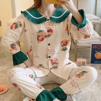 

New confinement clothing spring and autumn postpartum nursing pajamas pregnant women autumn and winter maternity suit