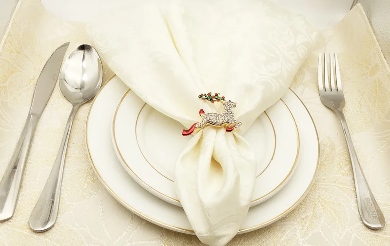 Металлическая для салфеток круг Рождество кольцо для салфетки в форме оленя кольцо Рождественские украшения набор для домашней вечеринки