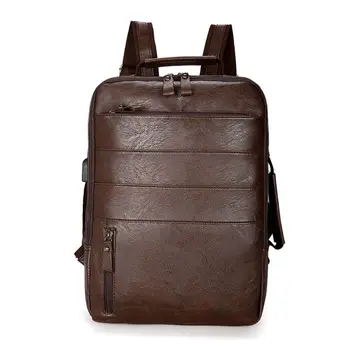 

Man Multi-functional Backpack Male PU Leather Travel Laptop Large Capacity Daypack Teenager Casual Student Bookbag