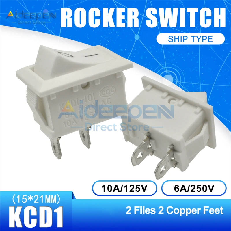 White NO light 2-2P KCD1 15x21 мм Лодка кулисный переключатель переменного тока 10A/125V 6A/250V 2 файл с 3 режимами 2/3/4/6 Медь средства ухода за кожей стоп переключатель 15*21 мм с Водонепроницаемый Кепки - Цвет: White NO light 2-2P