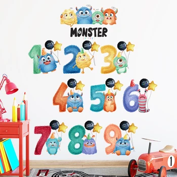 

Cartoon Monster Arabic Numerals Wall Stickers for Kids Room Decoration Kindergarten Classroom Early Education Literacy Stickers