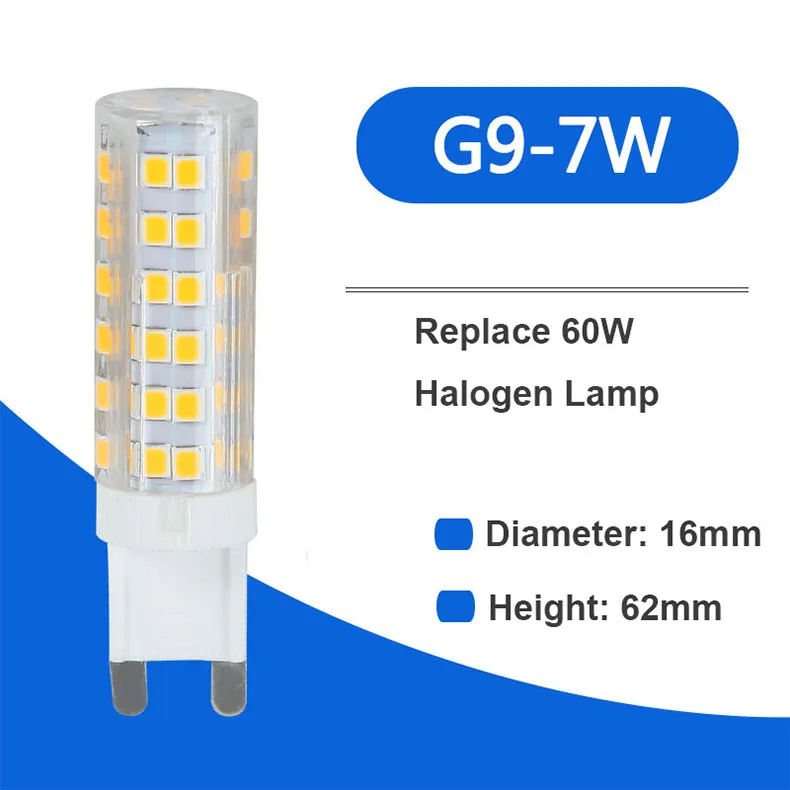 Керамика G9 светодиодный трубка 3W 5W 7W 9W AC 110V 220V G9 светодиодный светильник G9 светодиодный лампы 2835 Светодиодный чипы G9 светильник заменить 20/35/60/70 Вт галогенная лампа
