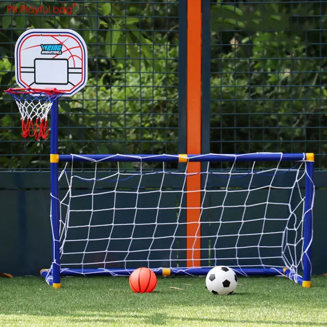 Playful bag Children Football Basketball toys set Outdoor Portable Assembly Football goal Basketball hoop Kids Sport toys AC24