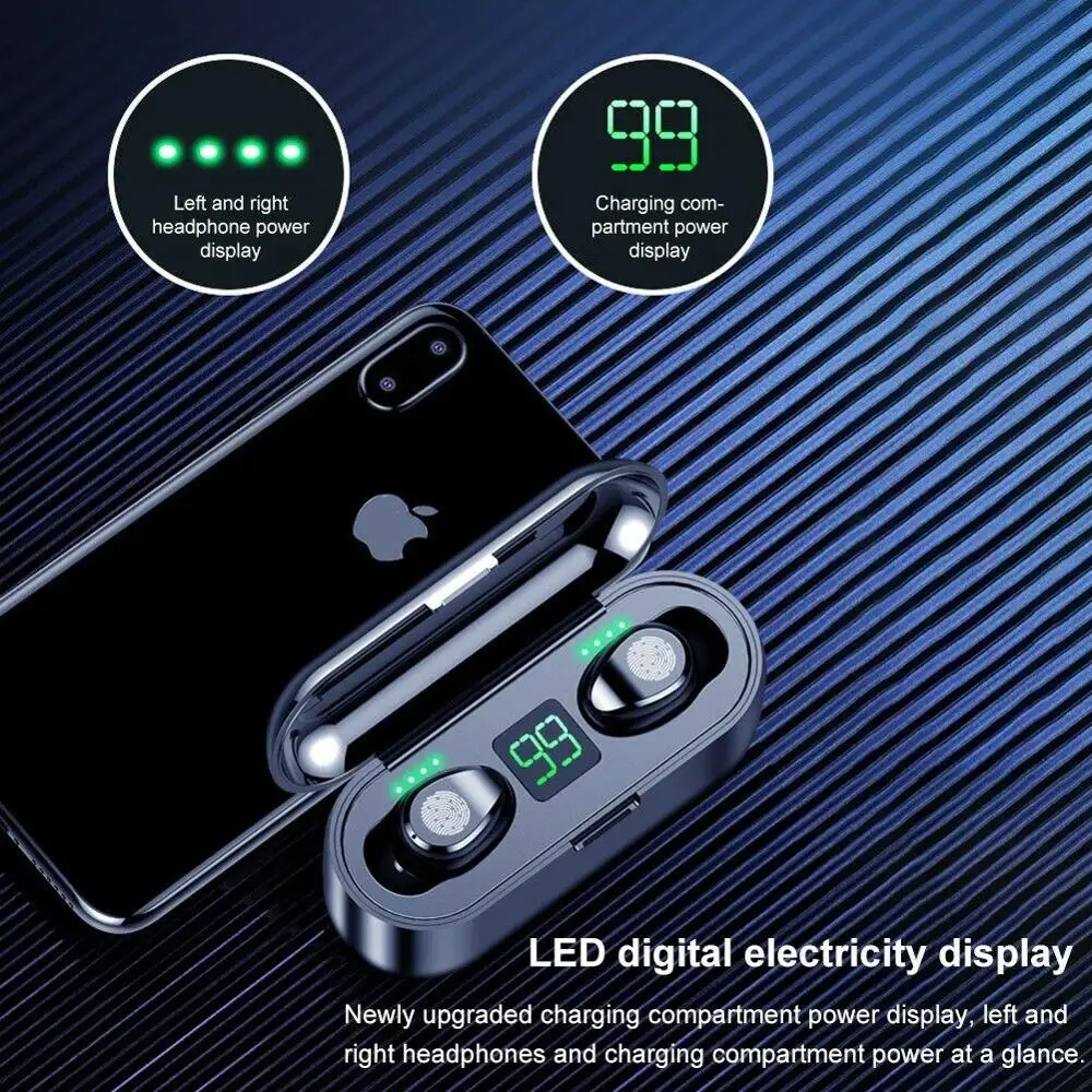 New Wireless V5 0 Bluetooth Earphone HD Stereo Headphone Sports Waterproof Headset With Dual Mic and Battery Charge