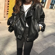 Женская мотоциклетная куртка большого размера, куртка из искусственной кожи, Женская Байкерская Осенняя верхняя одежда, Весенняя уличная одежда, Casacos femininos