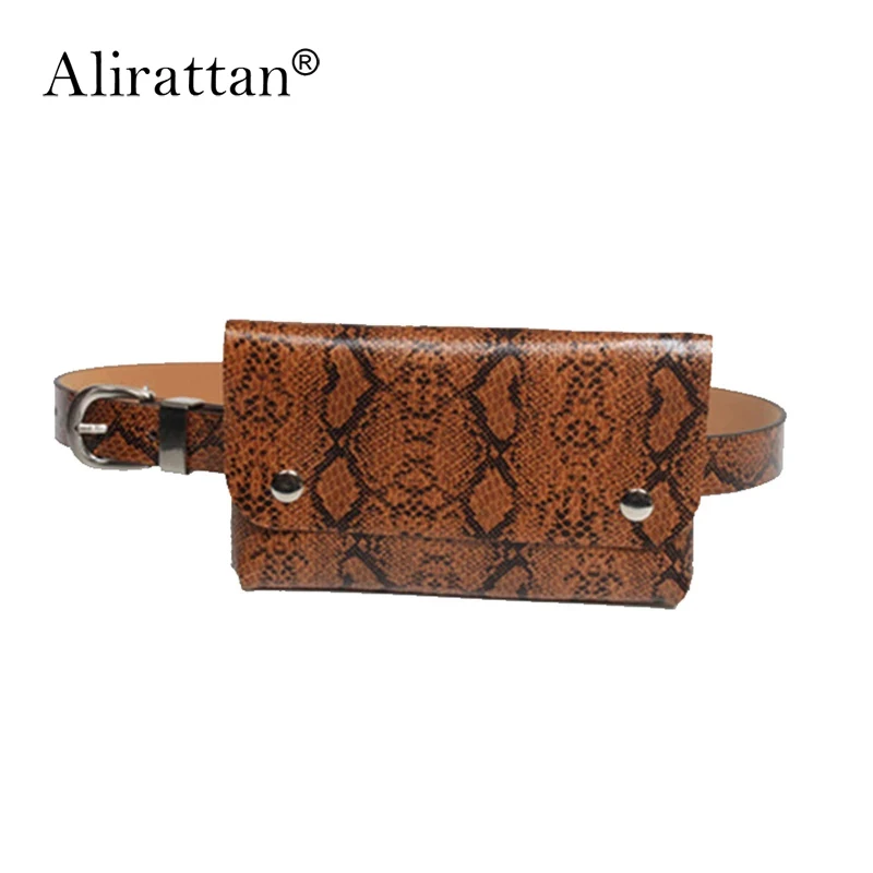 

Alirattan Snake Waist Bag Fanny Pack Belt Bag Animal Print Serpentine Women Luxury Brand Leather 2022Fall Winter Wholesale H17