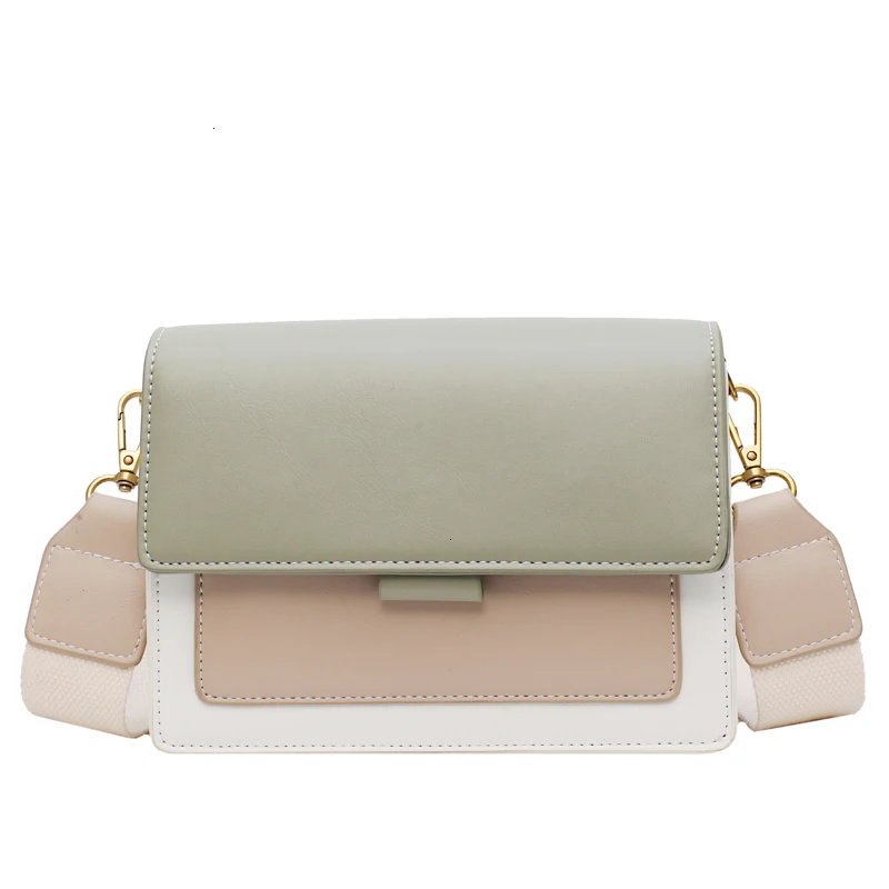 

Color Contrast Leather Crossbody Bags For Women 2019 Travel Handbag Fashion Simple Shoulder Messenger Bag Ladies Cross Body Bag