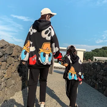 

Mother Daughter Son Sweaters 2020 New Spring Family Matching Fashion Mickey Print Hooded Sweatshirts Mom and Me Clothes Outwear