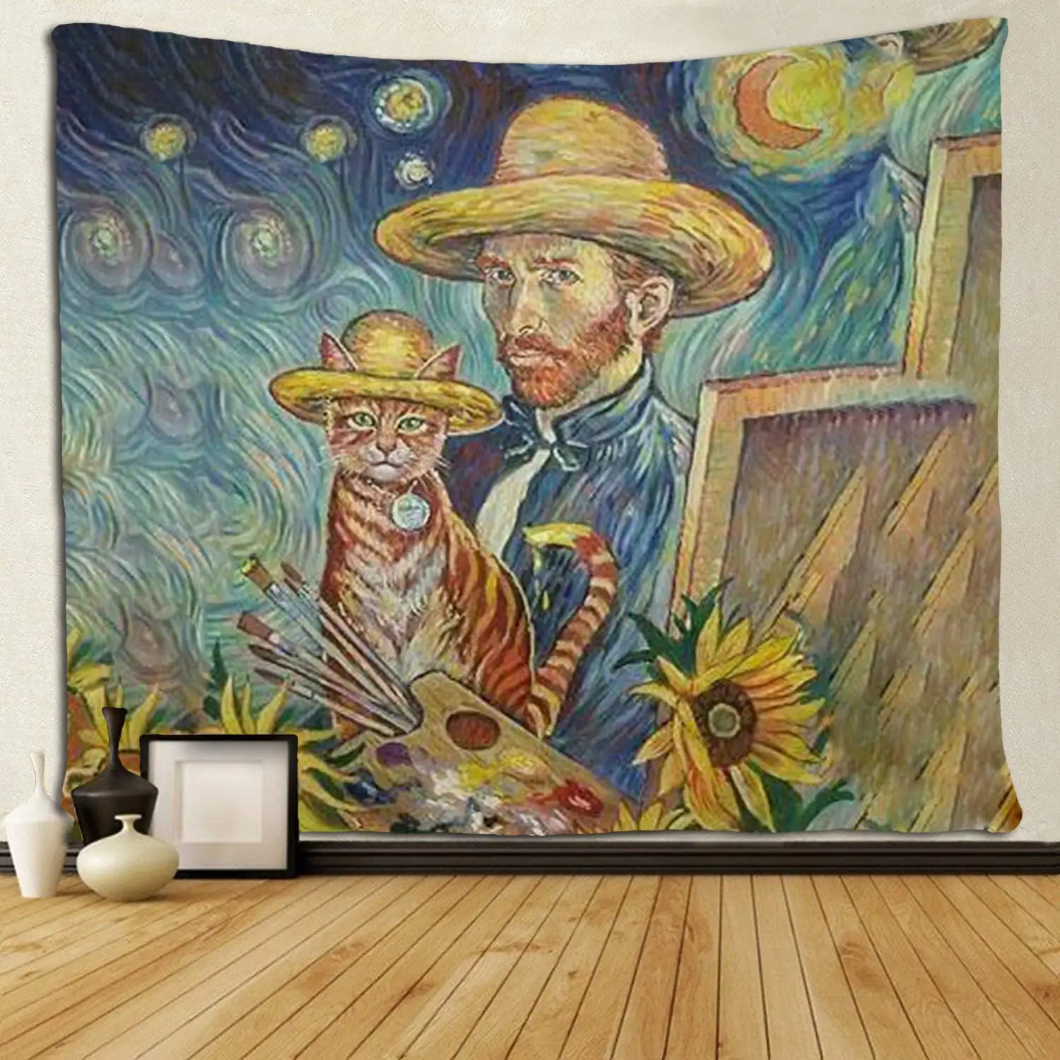 

Van Gogh Cat and Sunflower Oil Painting Tapestries