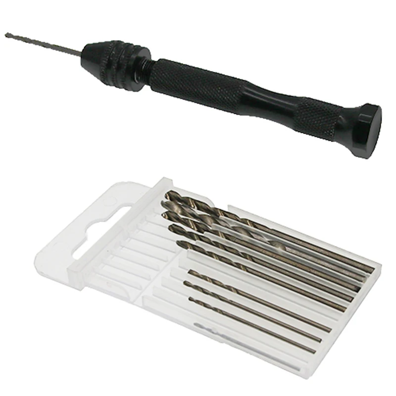 

10pcs HSS 0.8~3.0 Micro Drill Bit Set Twist Drills Bits Metal Mini Hand Twist Drill Craft Hobby Jewelllery Keyless Chuck
