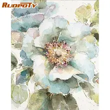 

RUOPOTY Picture By Numbers White Blue Flower Oil Paint Kits Handmade DIY Gift Foe Adults Children 60x75cm Frame Home Decoration