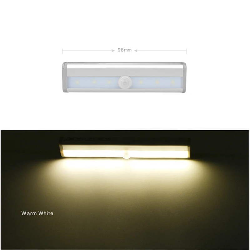 6/10 светодиодный s PIR Светодиодный светильник с датчиком движения, шкаф, шкаф, кровать, светодиодный светильник для шкафа, ночной Светильник для шкафа, лестницы для кухни - Цвет: 6led warm white