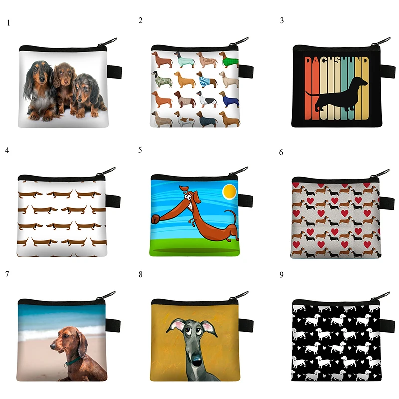 Cute Dachshund Dog/Cat Polyester Coin Purses Girls Cute Pet Animal Wallet Ladies Clutch Change Purse Female Mini Money Bag 1PCS coin purse women wallet coin wallet change bag