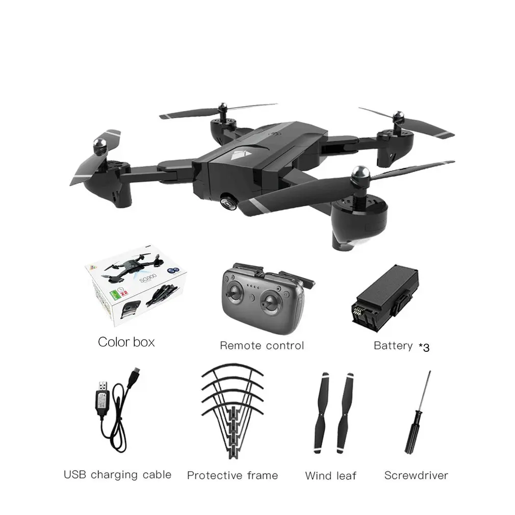 SG900 складной Радиоуправляемый Дрон 2,4 ГГц wifi FPV дроны оптическое позиционирование потока Радиоуправляемый Дрон с камерой 4K и батареей 1100 мАч - Цвет: 1100mAh 3B box
