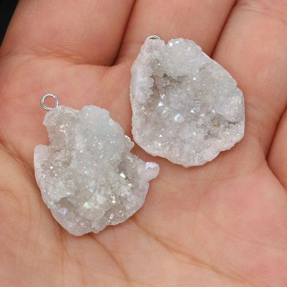 Natural Druzy Agates Pendants Charms Irregular Shape Stone DIY for Necklace or Jewelry Making Size 20x25-23x30mm | Украшения и