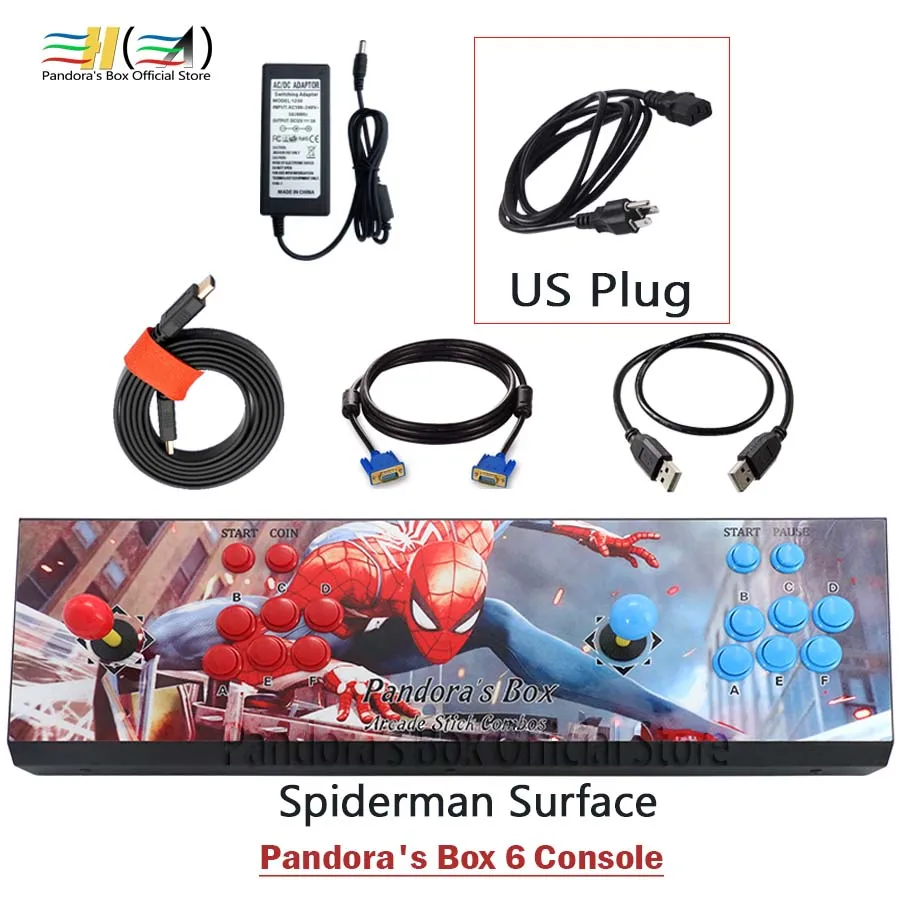 PB6 spiderman US Новинка Pandora Box 6 1300 в 1 2 игрока джойстик игровой автомат консоль поддержка fba mame ps1 3d может добавить 3000 игр tekken pac man - Цвет: PB6 spiderman US