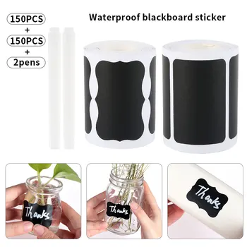 

300Pcs/Set Waterproof Chalkboard Kitchen Spice Label Stickers Home Jars Bottles Tags Blackboard Labels Stickers With Marker Pen