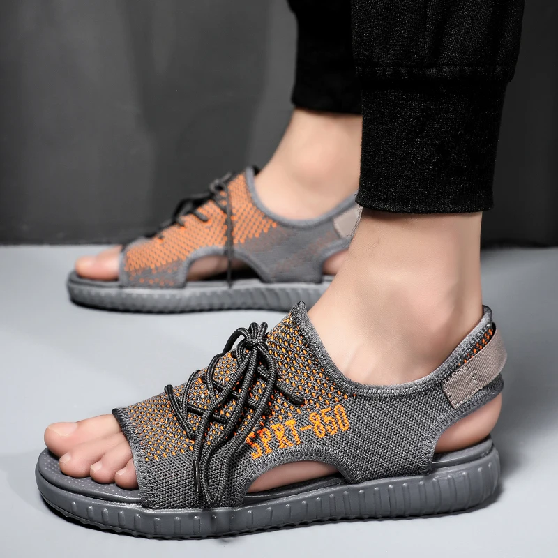 2019 г. Новые летние сандалии дышащие повседневные модные пляжные сандалии на платформе Нескользящая уличная Мужская обувь с открытым носком