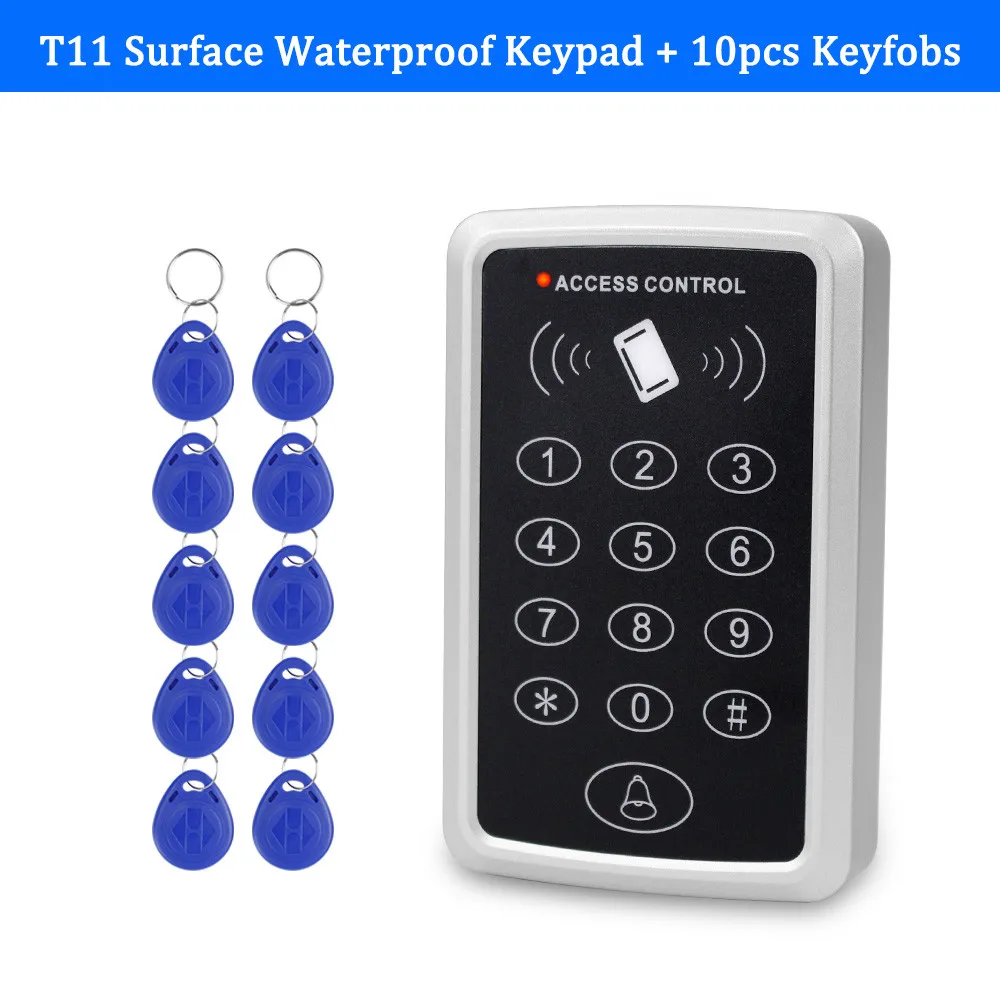 T11 with Keyfobs OBO Hands RFID Клавиатура контроля доступа 125 кГц Бесконтактный доступ Управление Лер открывалка двери для системы безопасности входа с биркой ключа EM ID - Цвет: T11 with Keyfobs