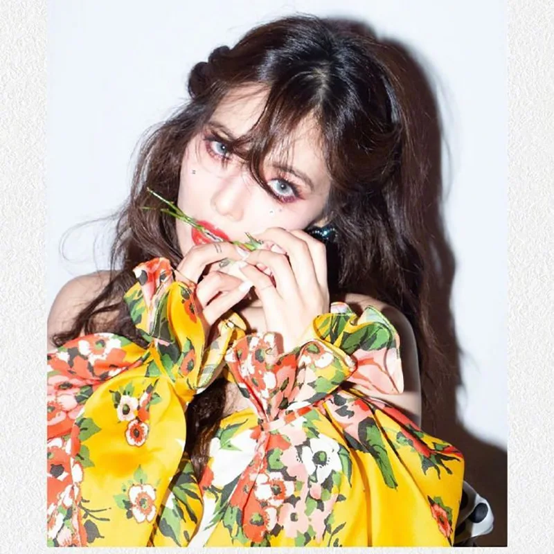 Kpop 4Minute Kim Hyun женское летнее желтое Сексуальное мини-платье с длинным рукавом, женские корейские модные свободные платья с высокой талией и v-образным вырезом