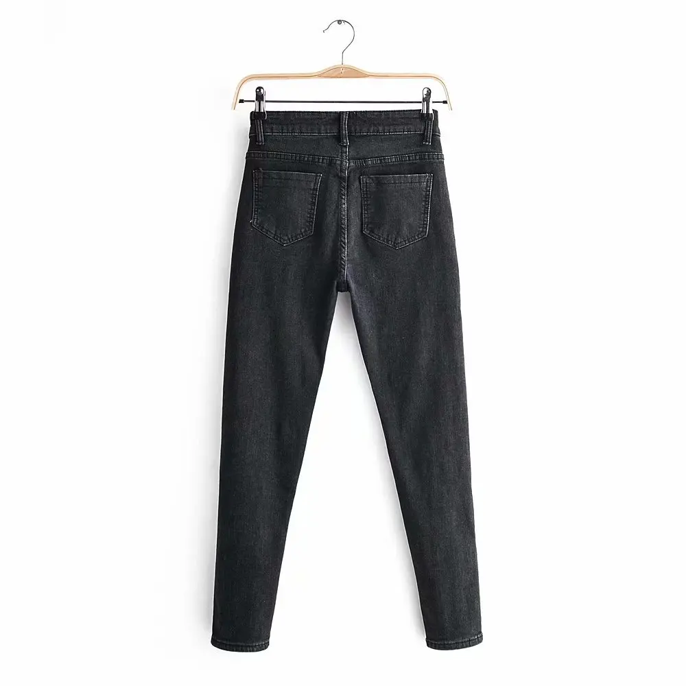 Обтягивающие джинсы с высокой талией, черные джинсовые брюки-карандаш,, Осень-зима, женские джинсы, высокая уличная мода