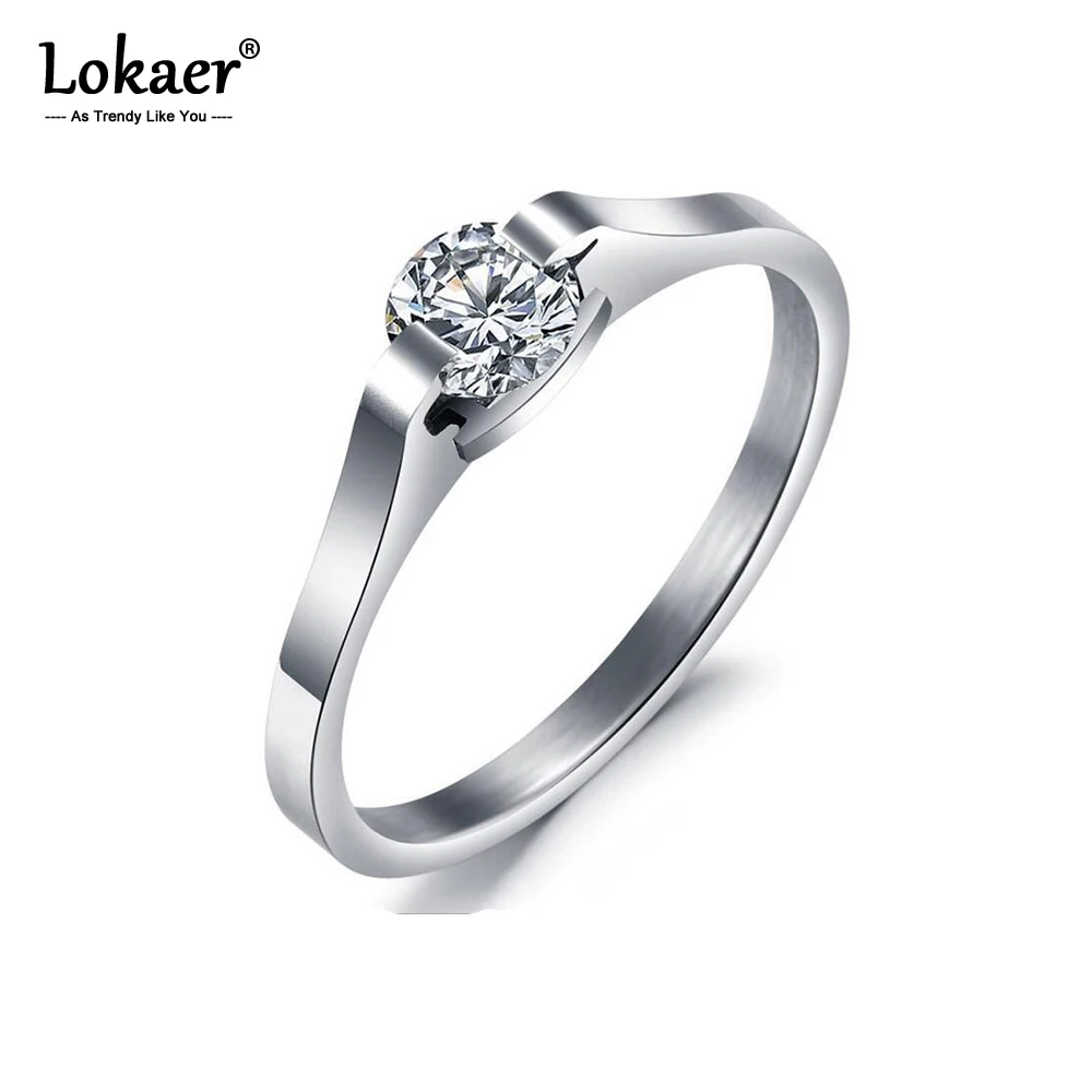 Lokaer-Anillo de boda de acero inoxidable con diamantes de imitación para mujer, sortija de dedo de alta calidad, 316L, joyería de compromiso, R19170
