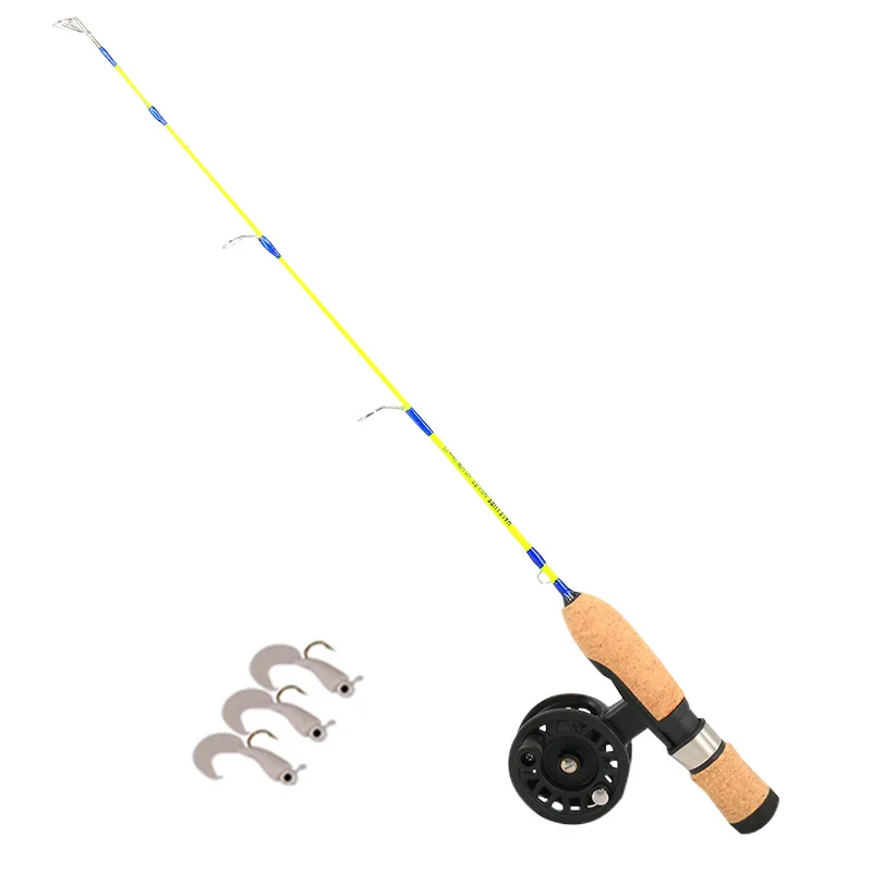 Зимняя удочка для подледной рыбалки+ рыболовная леска, колесо с свинцовым крюком, переносной 41 см/55 см, комбинированная Рыболовная Снасть для подледной рыбалки - Цвет: 50cm suit