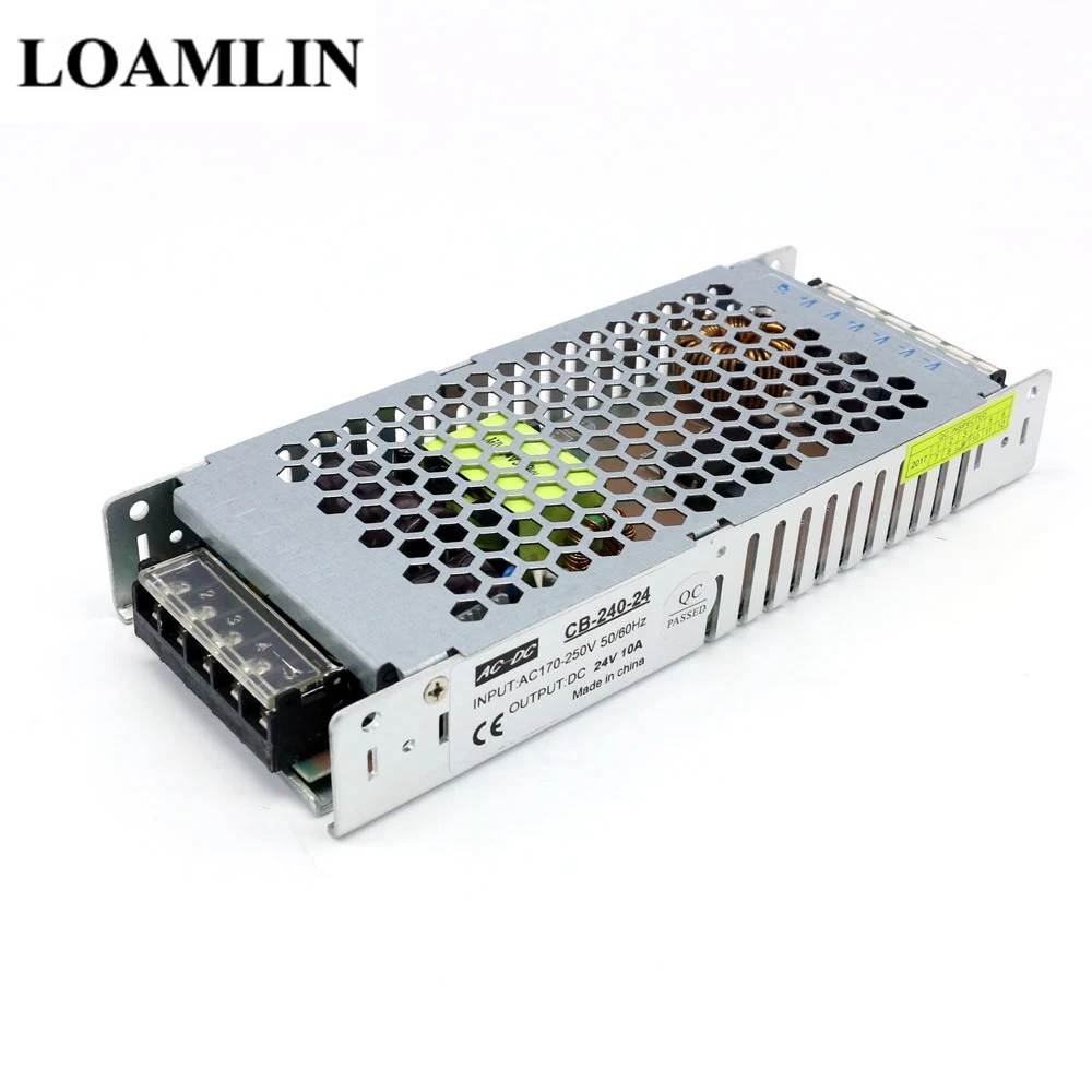 Светодиодный источник питания DC 24V 10A 240W трансформатор освещения для светодиодных полос переключения света драйвер адаптера питания