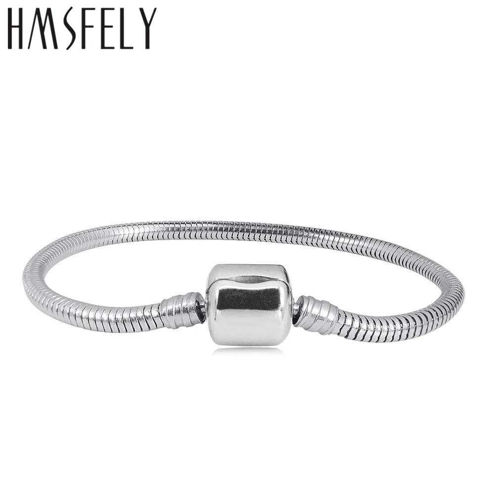 

HMSFELY DIY Women Charm Bracelet Making 316l Stainless steel Snake Chains Titanium Steel Buckle Bracelets Accessories 5pcs/lot