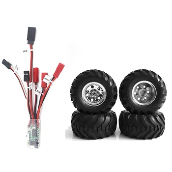 

1 Pcs 10A Brushed Esc 2S/3S Speed Controller with Brake & 4Pcs Car Tires Off-Road Tires Wheels